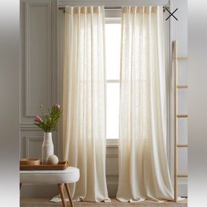 Quince Cotton Sheer Curtain Set (Set of 2) Ivory